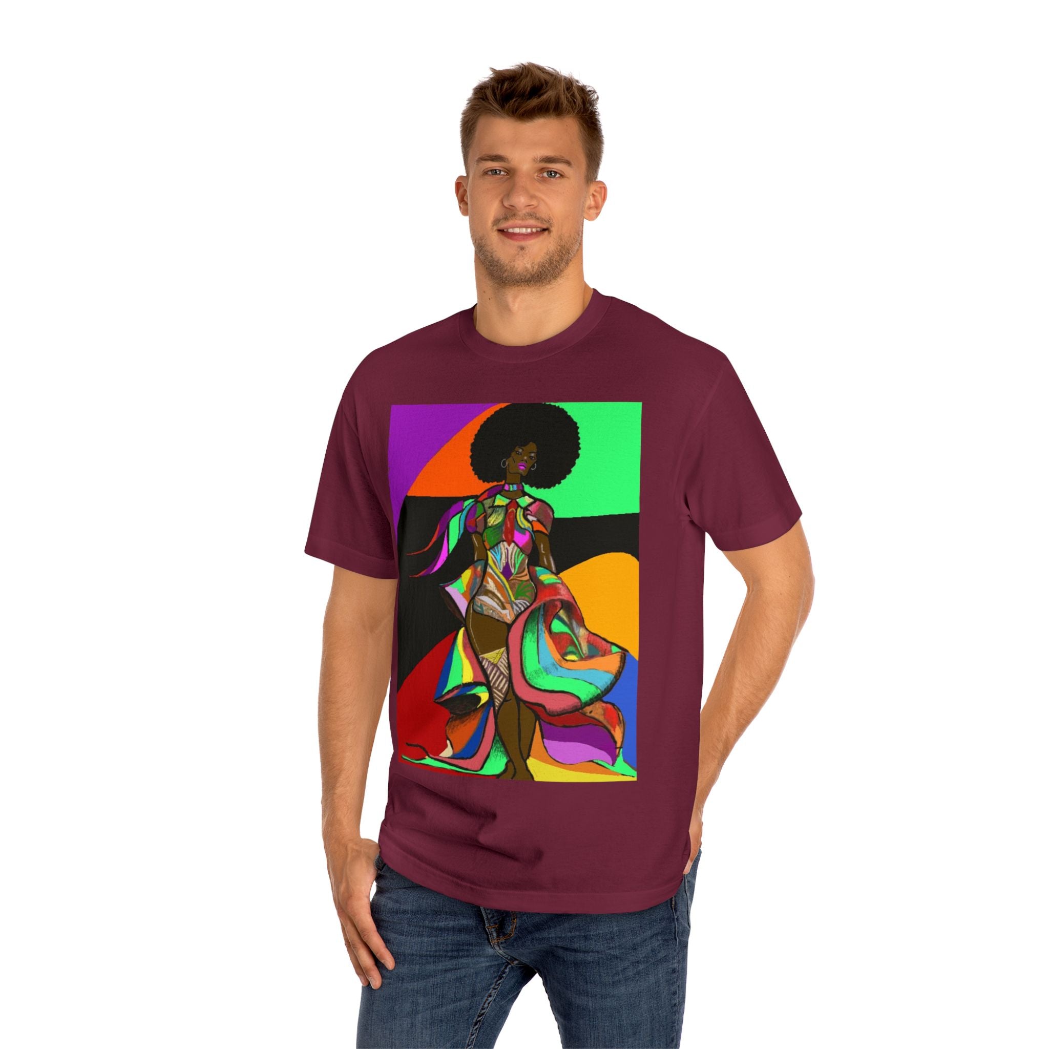 Afro Funk Art Tee — Vibrant Retro Soul Graphic T-Shirt