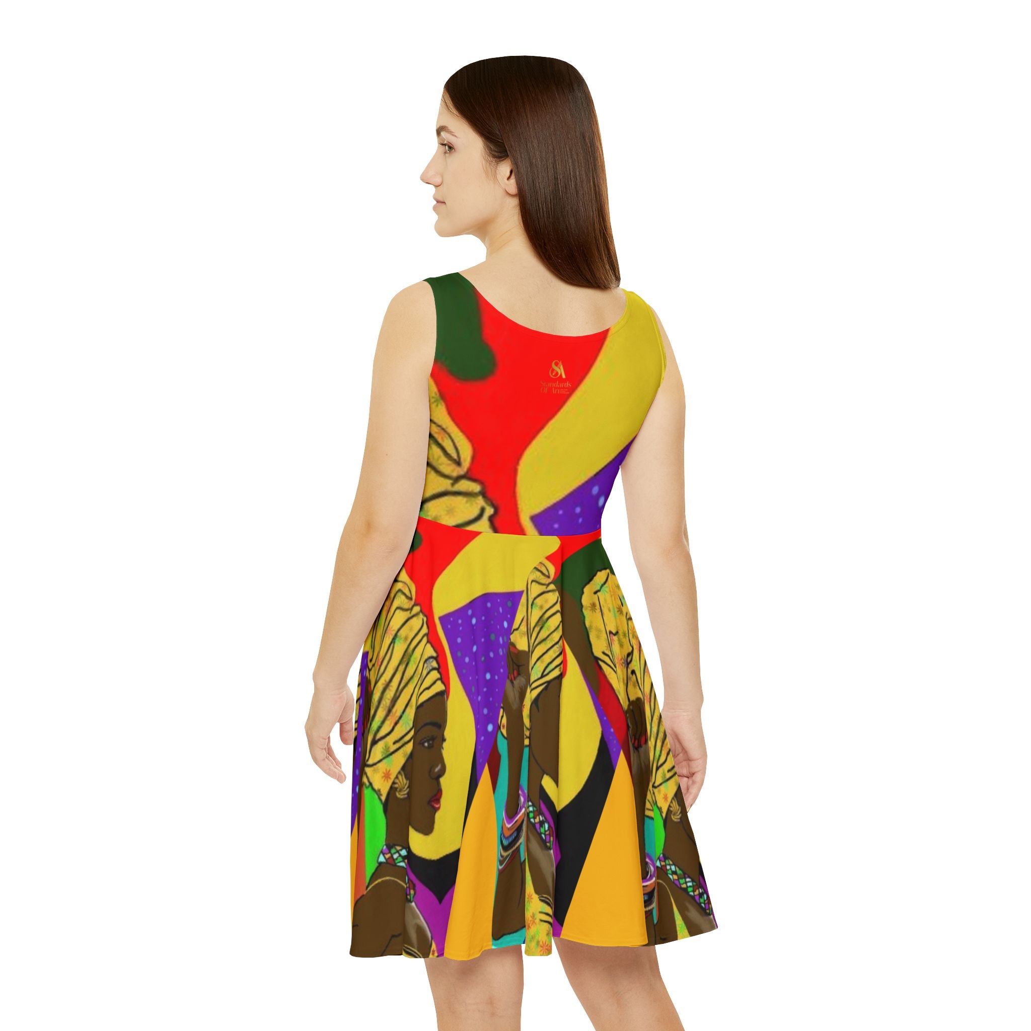 African Print Skater Dress — Colorful Headwrap Women’s AOP Dress