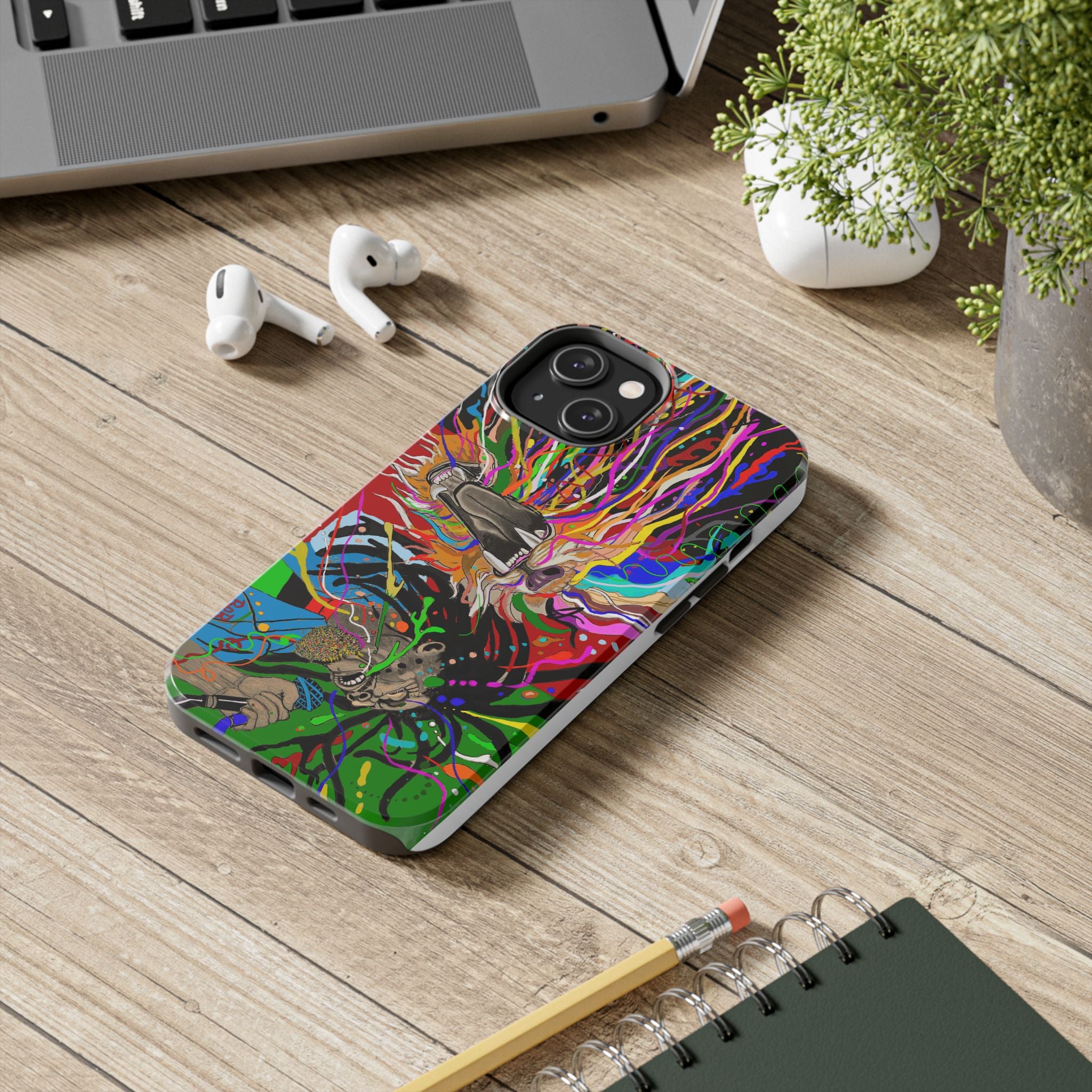 Psychedelic Skull Art Phone Case — Colorful Trippy Graphic Tough Case