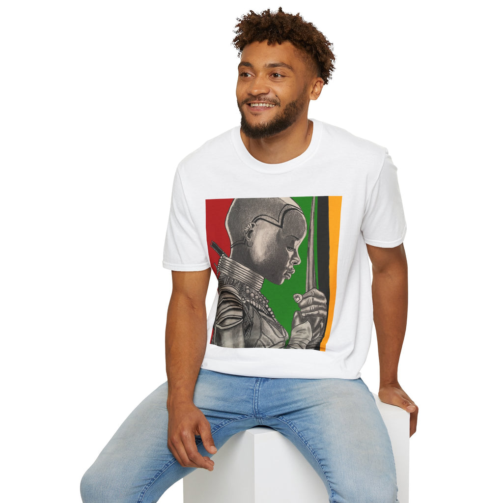 African Warrior Profile T-Shirt — Rasta Colors Portrait Tee