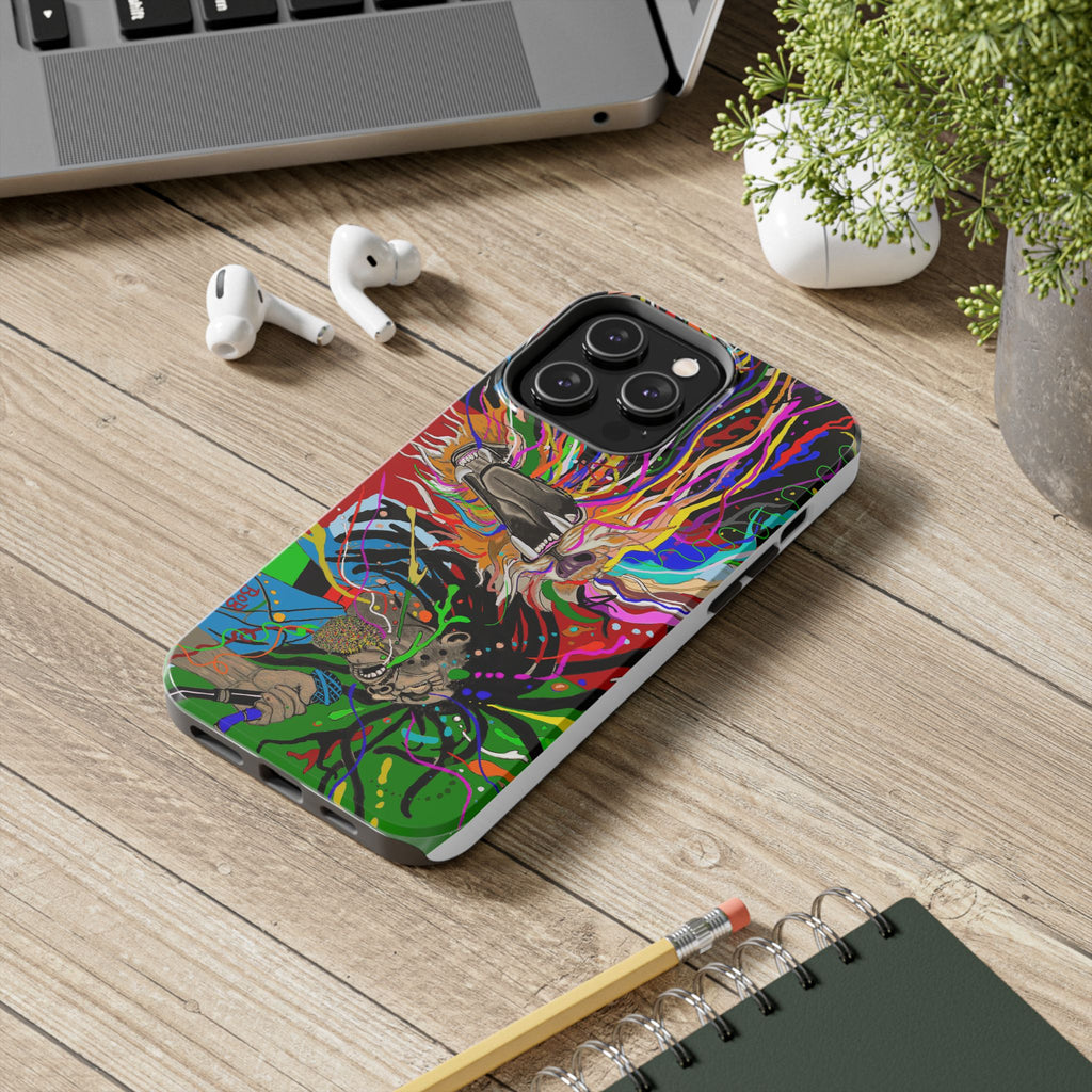 Psychedelic Skull Art Phone Case — Colorful Trippy Graphic Tough Case