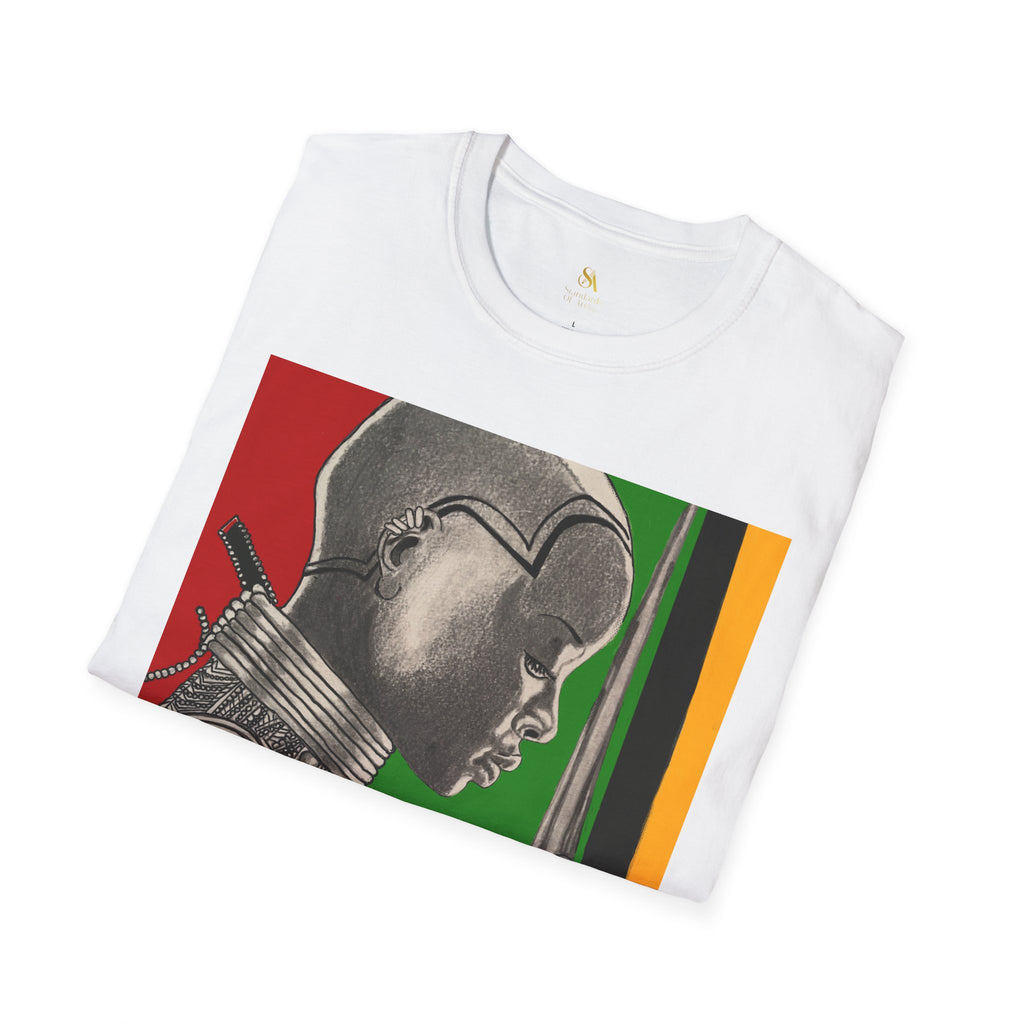 African Warrior Profile T-Shirt — Rasta Colors Portrait Tee