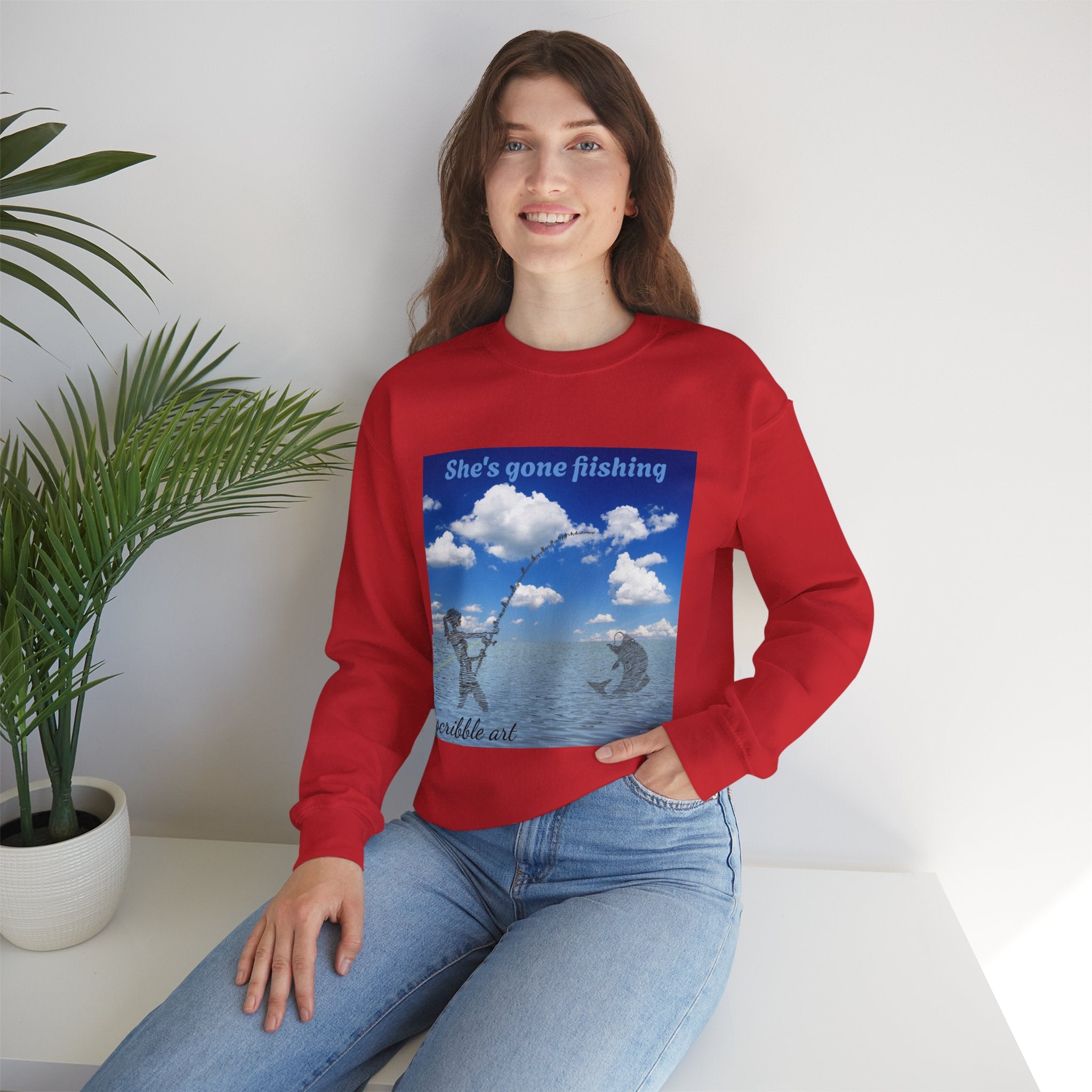 She's Gone Fishing Crewneck Sweatshirt – Women’s Fishing Graphic Pullover