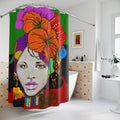 Bohemian Afrocentric Floral Portrait Shower Curtain