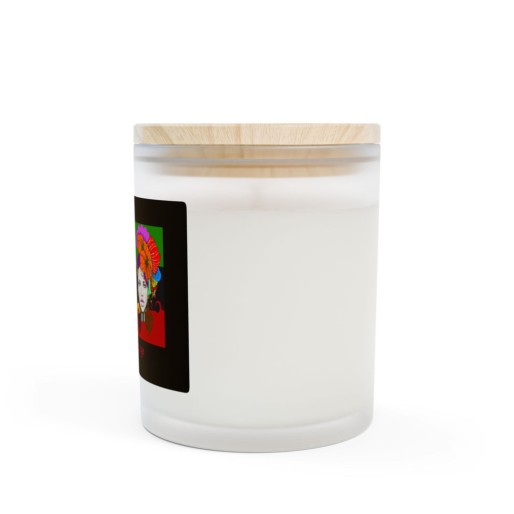 Heritage Pride Scented Candle — Frosted Glass 11oz (Vibrant Afro Art)