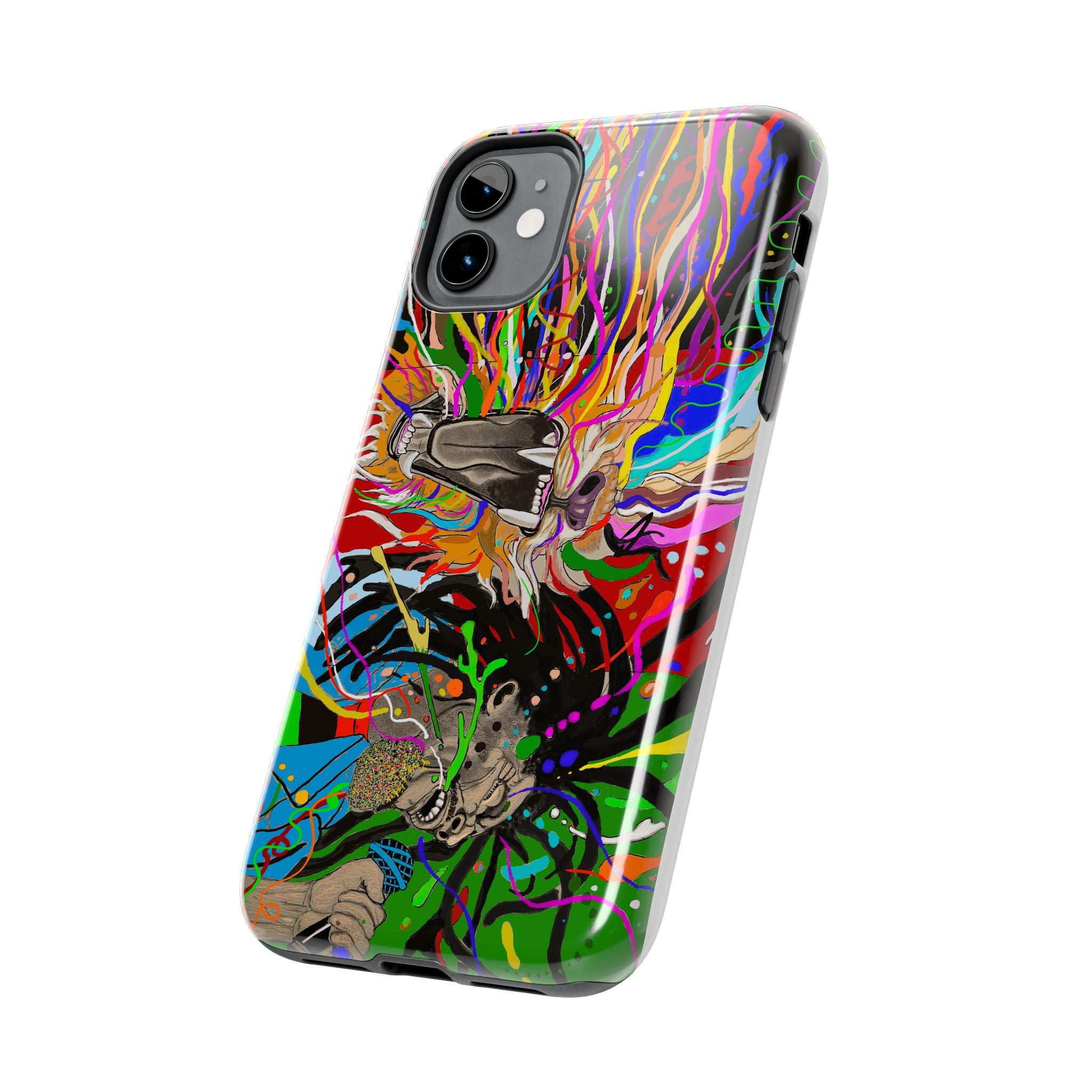 Psychedelic Skull Art Phone Case — Colorful Trippy Graphic Tough Case