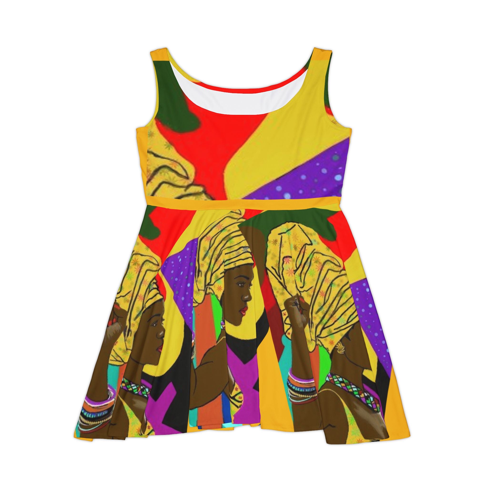 African Print Skater Dress — Colorful Headwrap Women’s AOP Dress