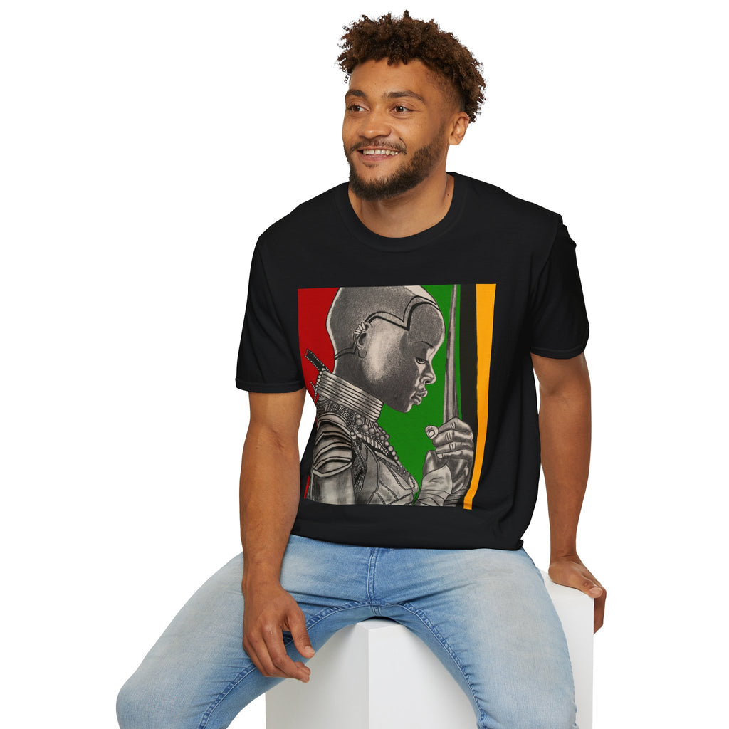 African Warrior Profile T-Shirt — Rasta Colors Portrait Tee