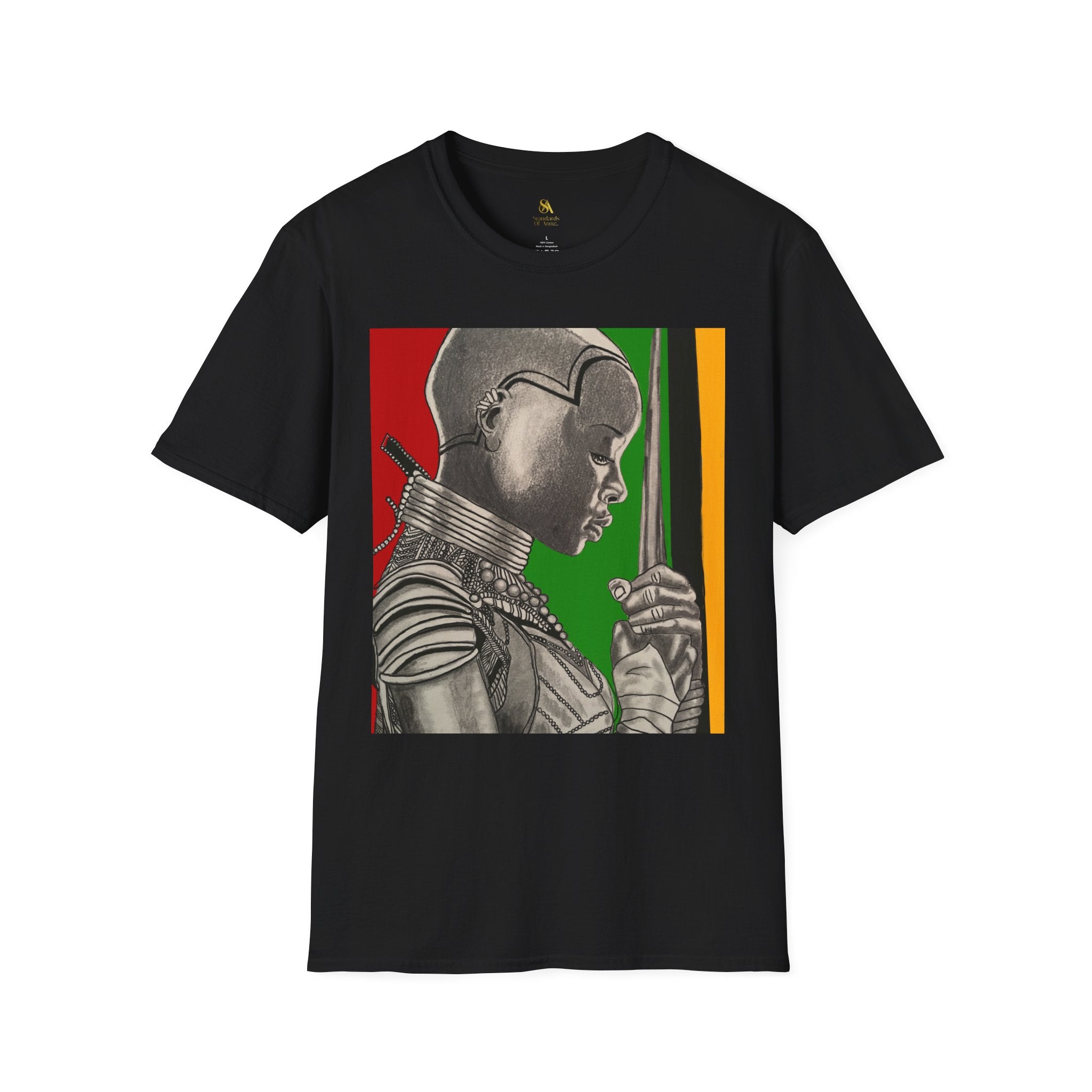 African Warrior Profile T-Shirt — Rasta Colors Portrait Tee