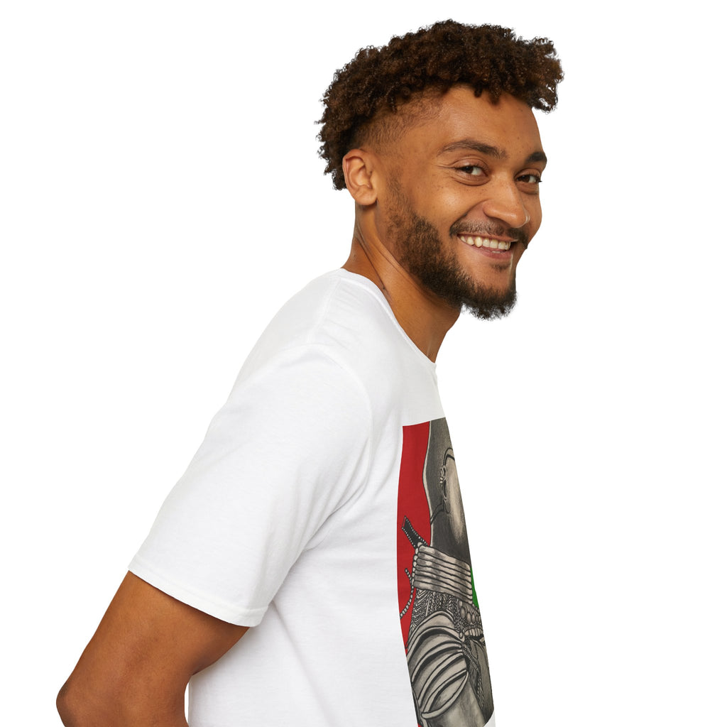 African Warrior Profile T-Shirt — Rasta Colors Portrait Tee