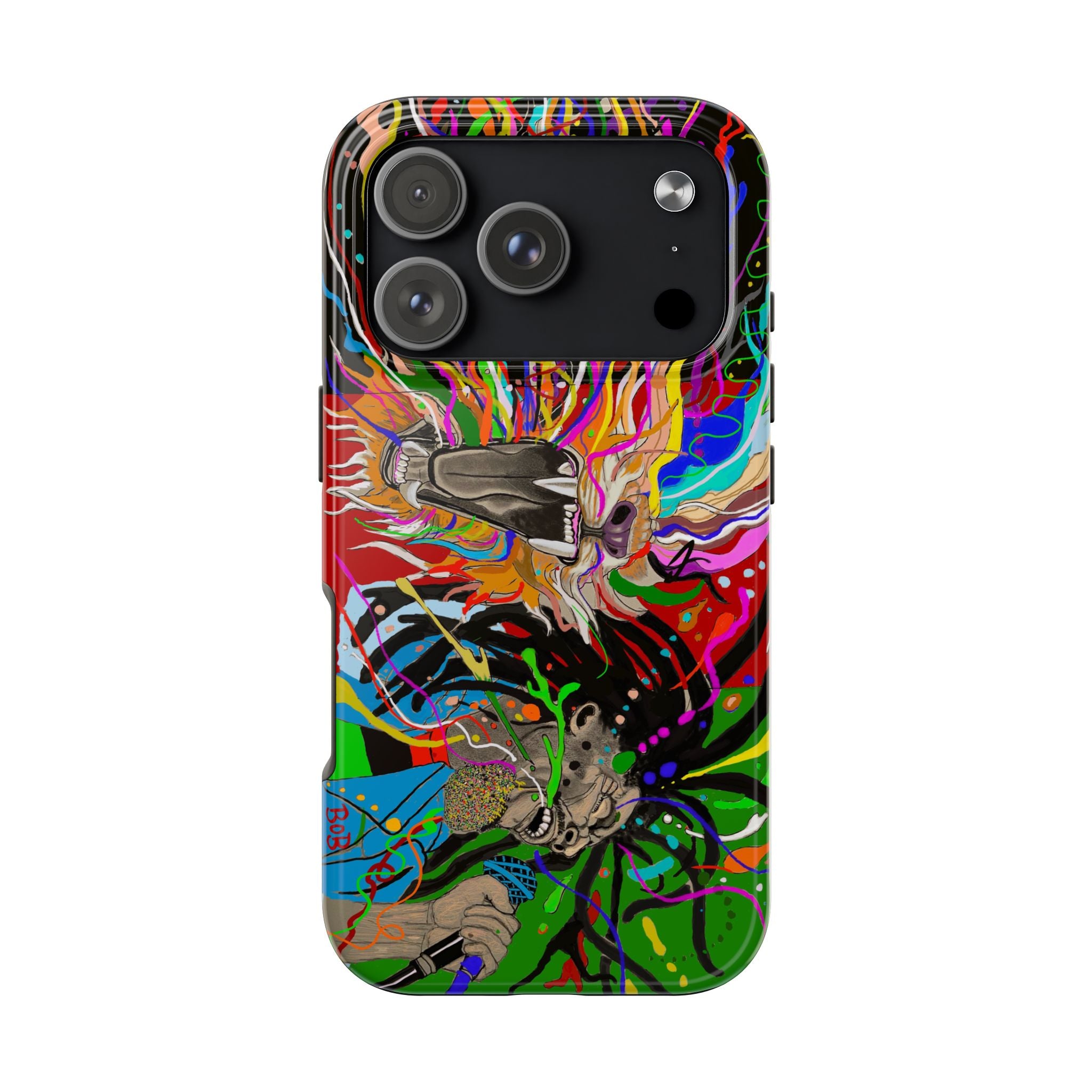Psychedelic Skull Art Phone Case — Colorful Trippy Graphic Tough Case