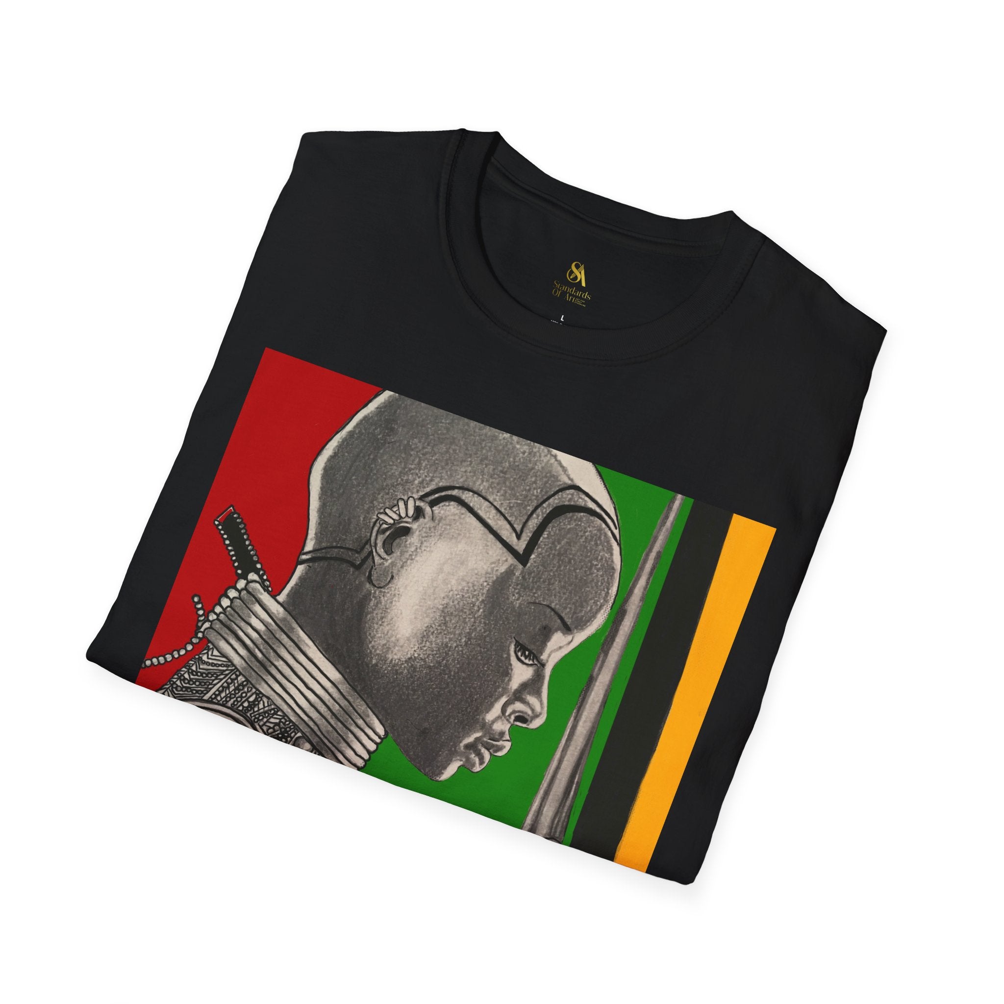 African Warrior Profile T-Shirt — Rasta Colors Portrait Tee