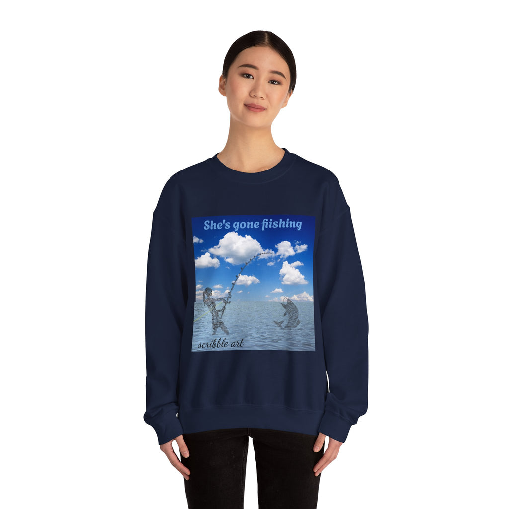 She's Gone Fishing Crewneck Sweatshirt – Women’s Fishing Graphic Pullover