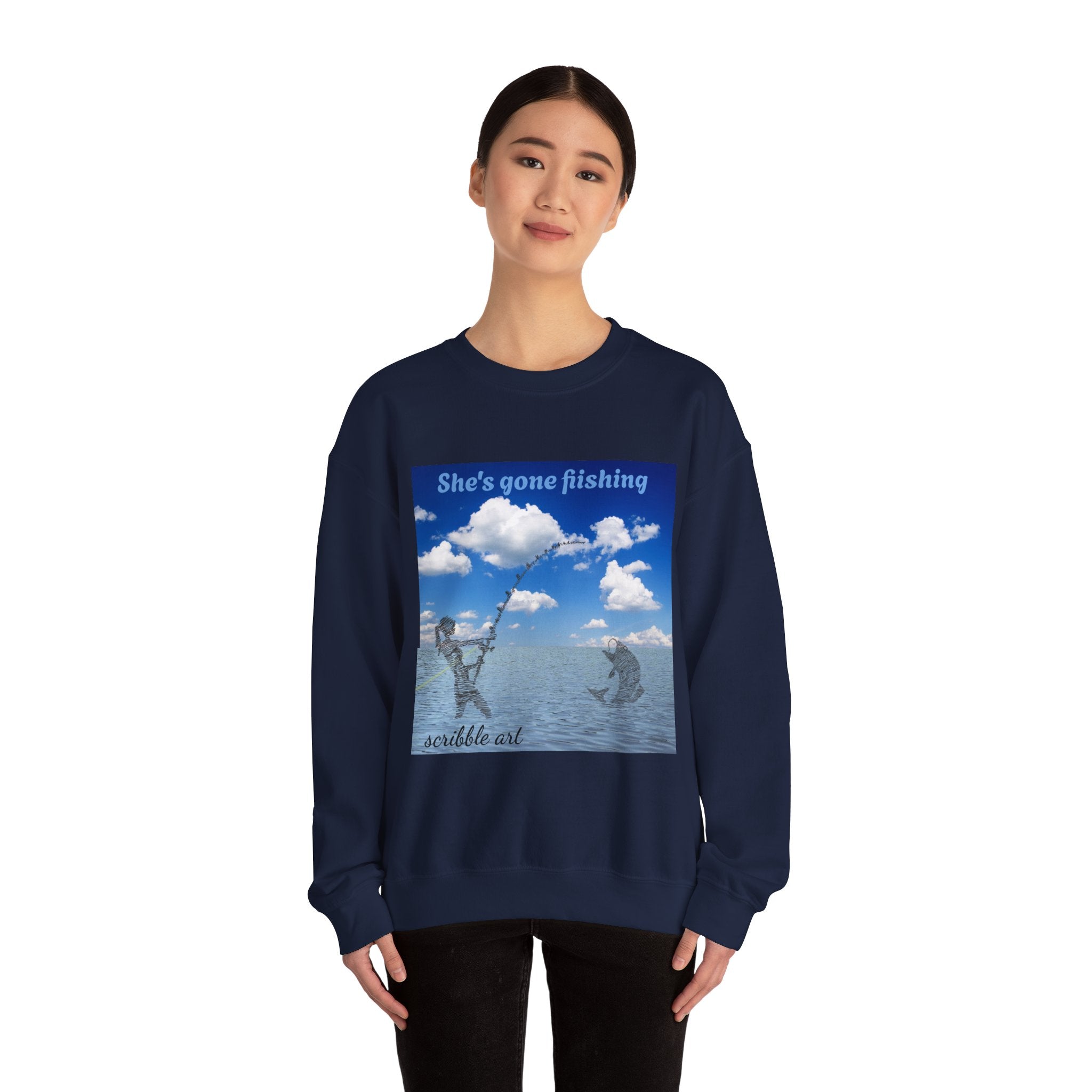 She's Gone Fishing Crewneck Sweatshirt – Women’s Fishing Graphic Pullover