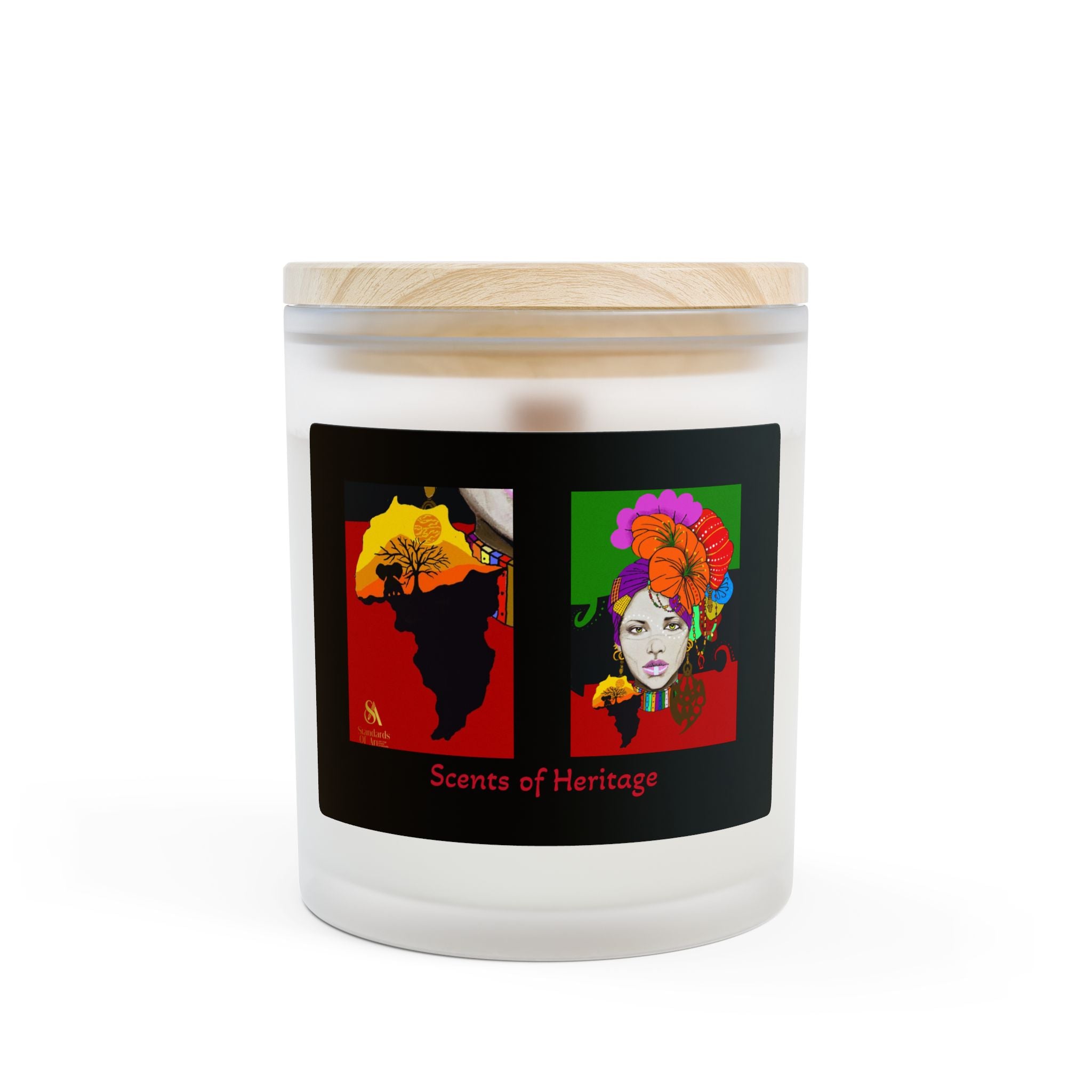 Heritage Pride Scented Candle — Frosted Glass 11oz (Vibrant Afro Art)