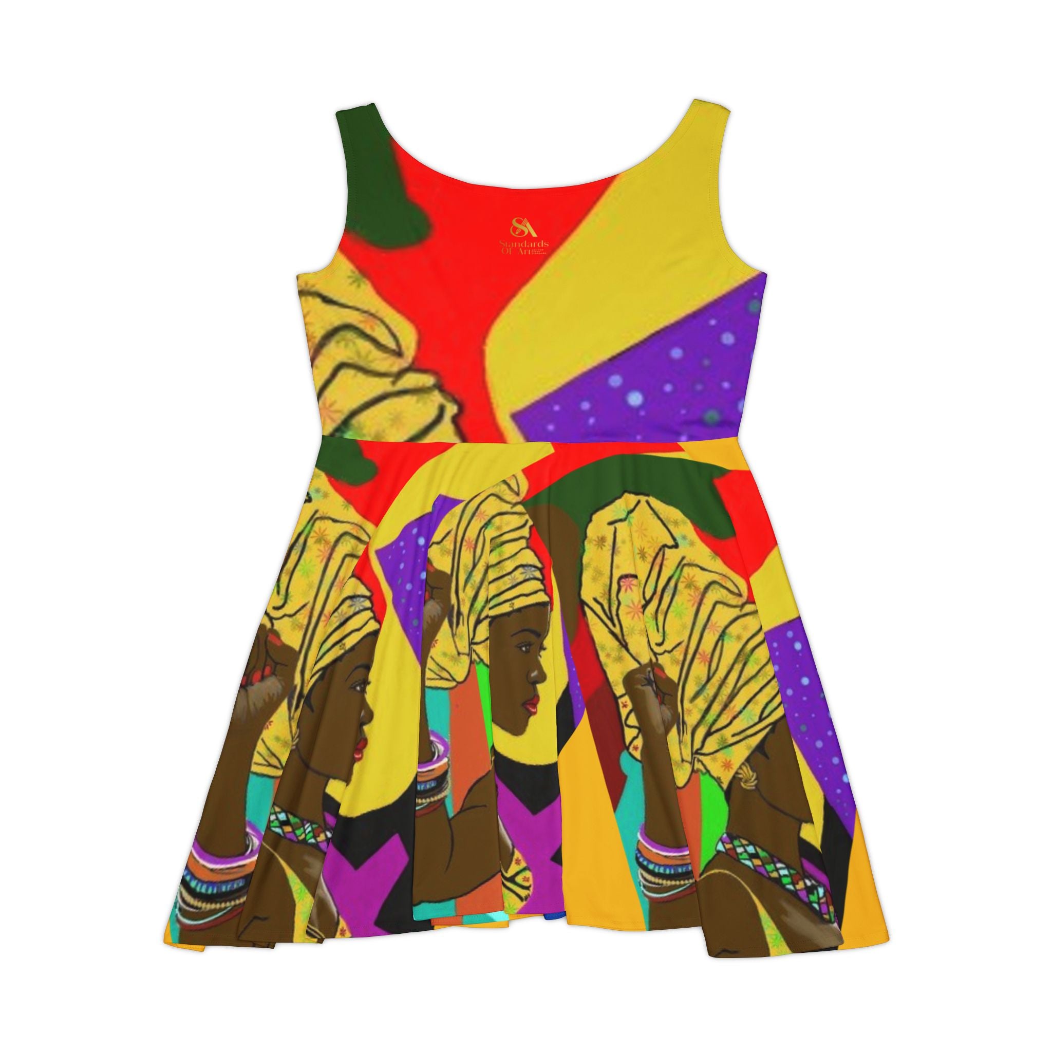 African Print Skater Dress — Colorful Headwrap Women’s AOP Dress