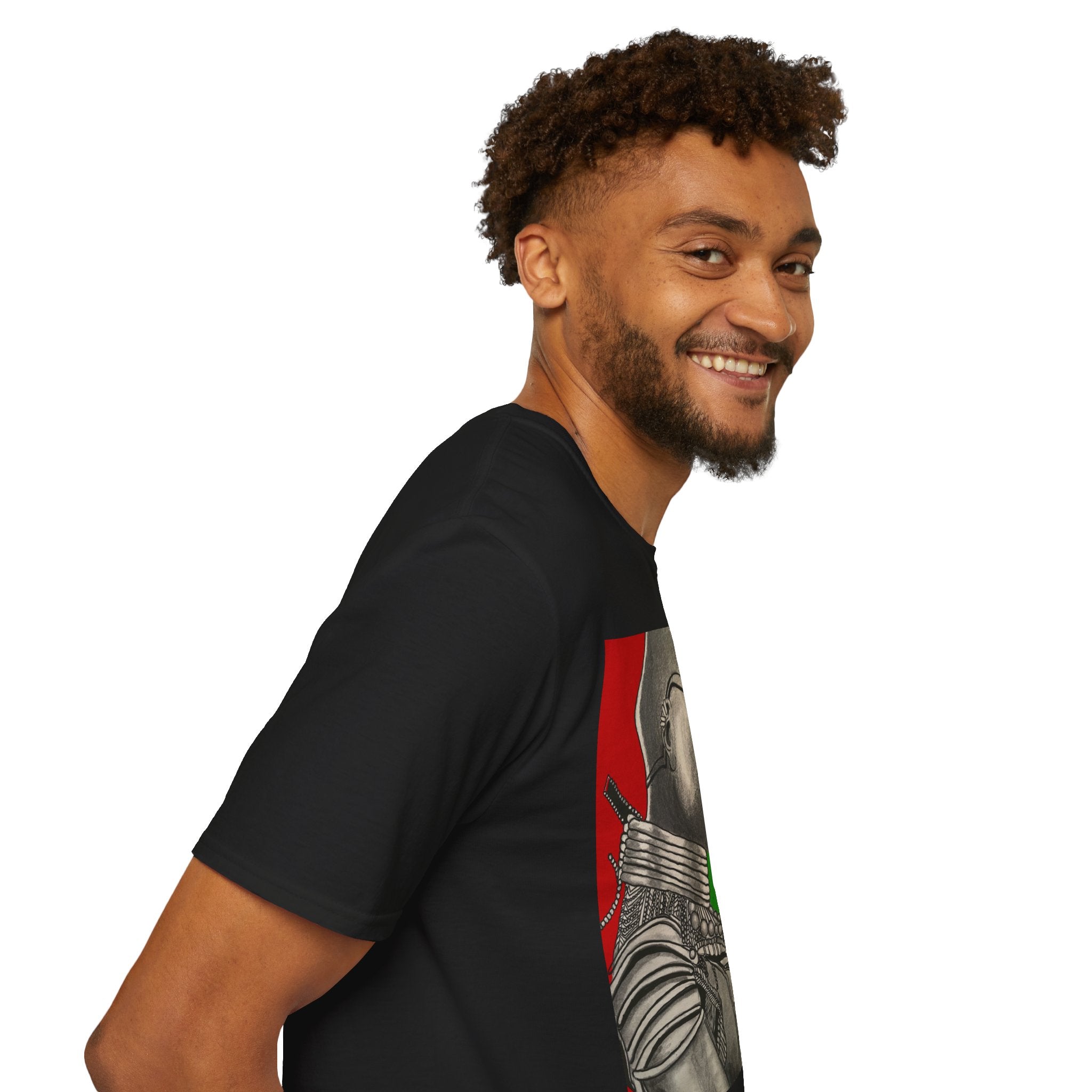 African Warrior Profile T-Shirt — Rasta Colors Portrait Tee